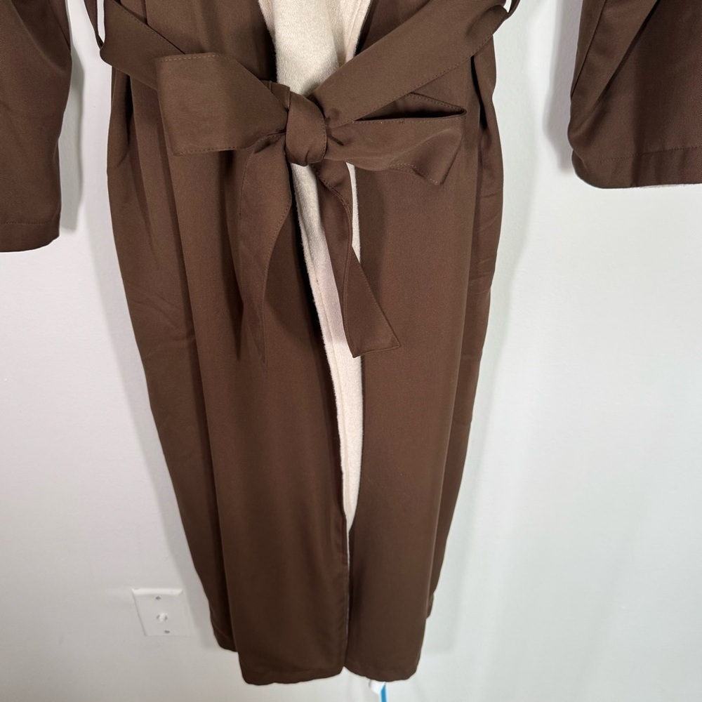 Restoration Hardware Chocolate and Ivory Women's Robe Large Cozy Luxury Spa - Picture 4 of 10